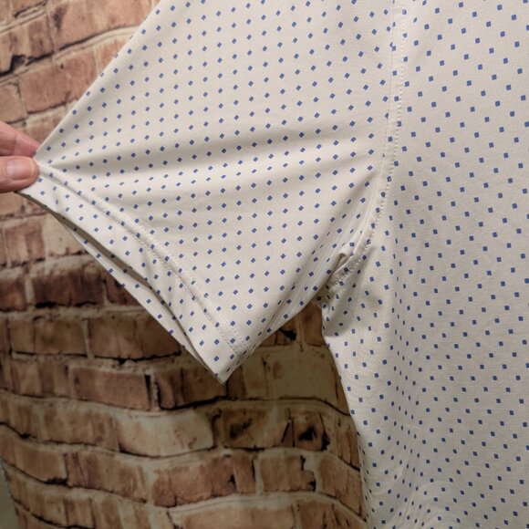 Graham Luxe Golf Polo White/Blue Dots and Collar Performance Size Large - Picture 6 of 13